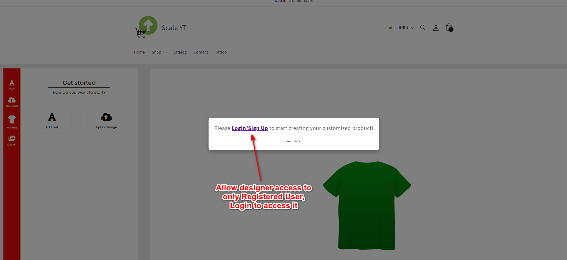 Login Required for Customization Image